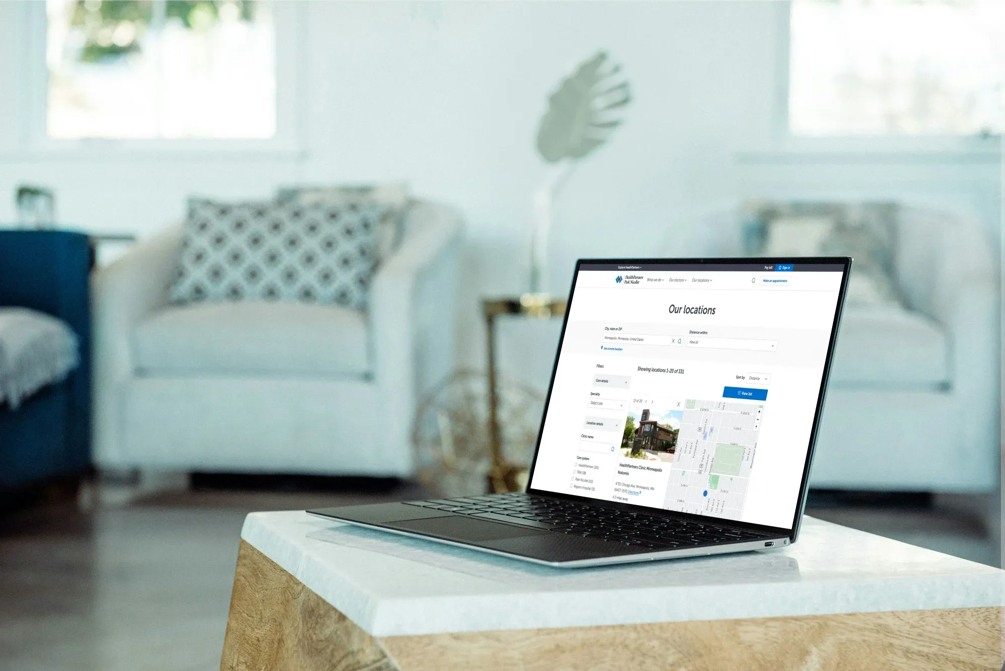 Laptop showing the HealthPartners website