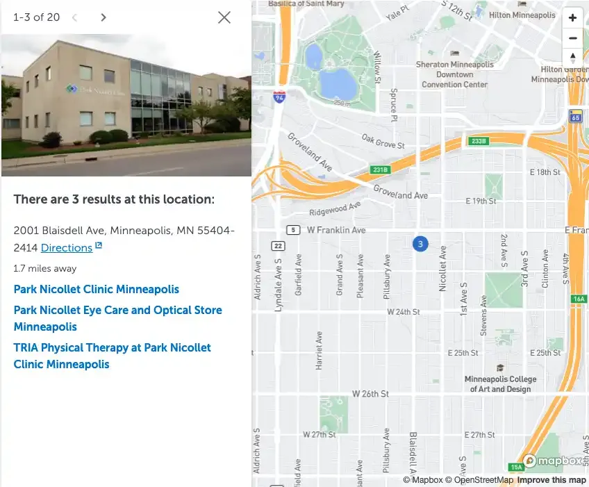 Map with sidebar overlay
