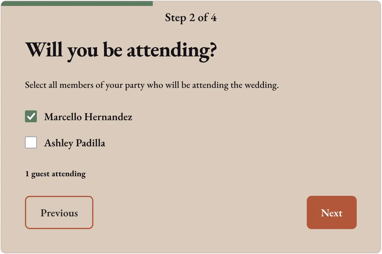 RSVP form “after”